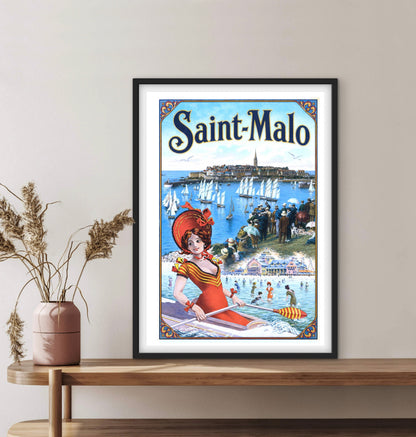 Affiche Saint Malo plage Bretagne affichevintagefrance