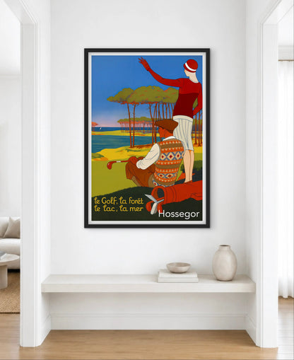 Affiche Hossegor Golf, Forêt, Lac & Océan  Poster Vintage des Landes affichevintagefrance