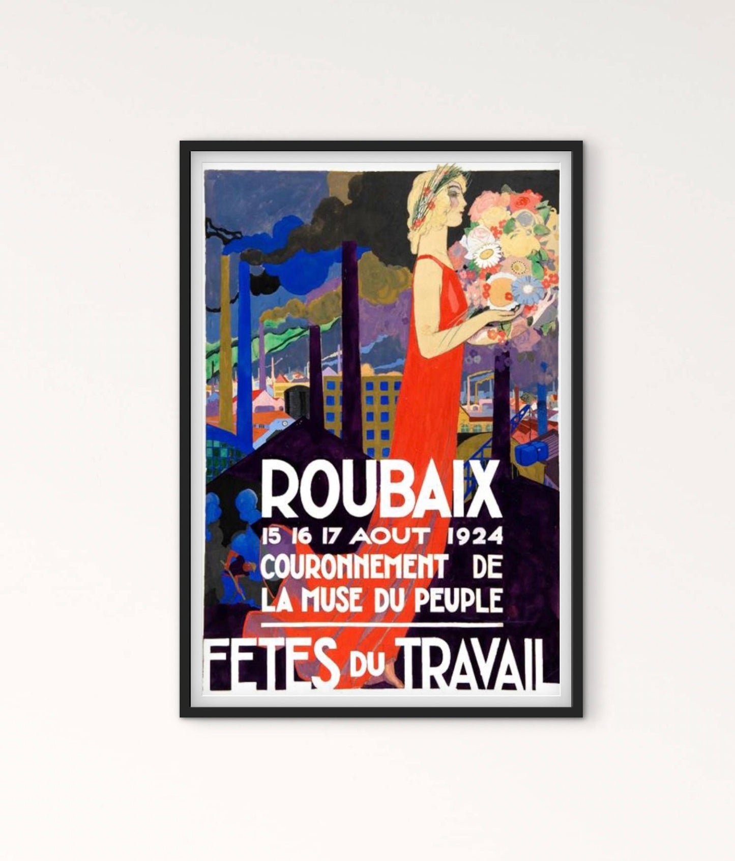 Affiche Roubaix Fêtes du Travail affichevintagefrance
