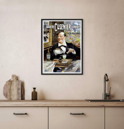Affiche Absinthe Cusenier oxygénée c’est ma santé brasserie affichevintagefrance