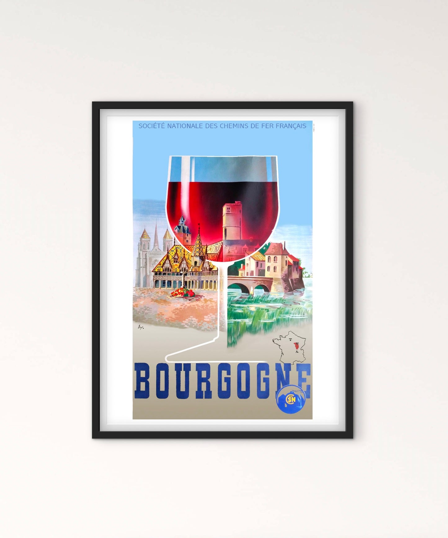 Affiche Vin Bourgogne SNCF