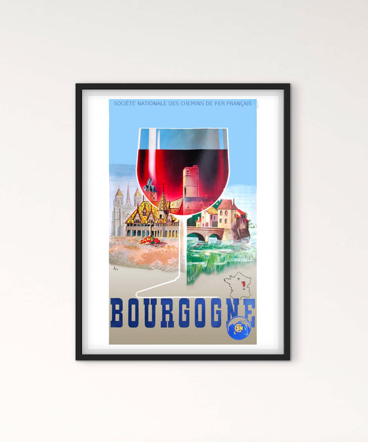 Affiche Vin Bourgogne SNCF