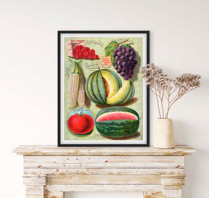 Affiche Fruits planche - affichevintagefrance