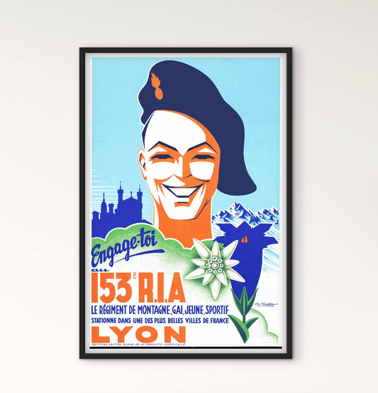 Affiche recrutement de l'Armée de Vichy 153e RIA Lyon