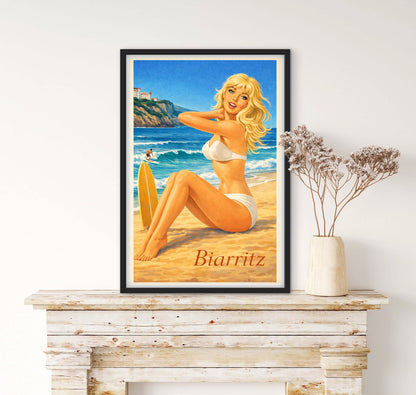 Affiché Biarritz plage affichevintagefrance