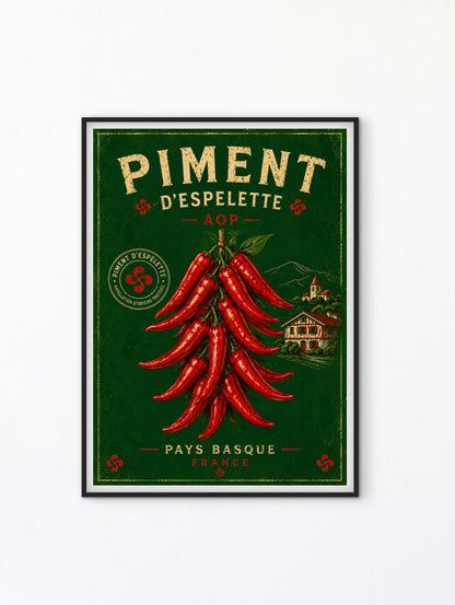 Affiche Piment d’Espelette Pays Basque affichevintagefrance