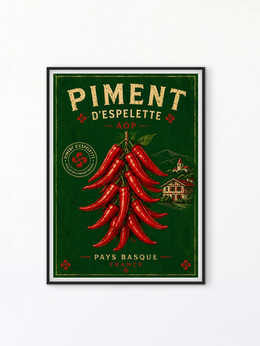 Affiche Piment d’Espelette Pays Basque affichevintagefrance