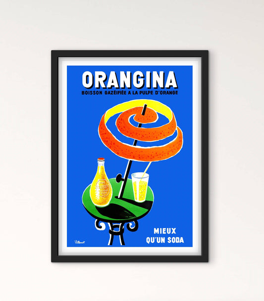 Affiche Orangina publicitaires mieux qu’un soda affichevintagefrance
