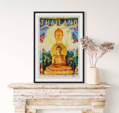 Affiche Thaïlande Bouddha affichevintagefrance