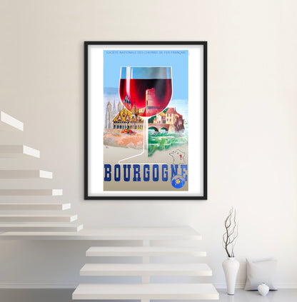 Affiche Vin Bourgogne SNCF