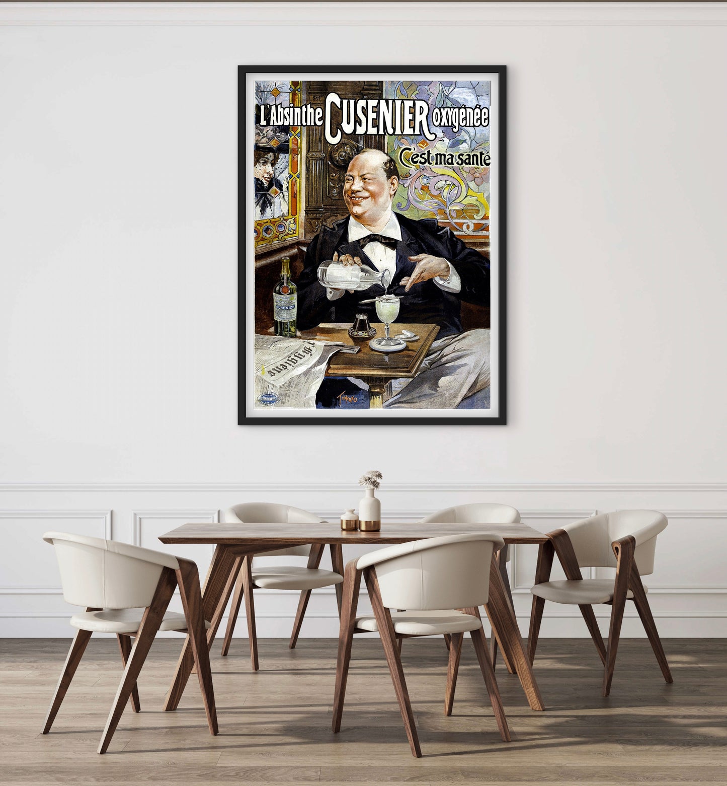Affiche Absinthe Cusenier oxygénée c’est ma santé brasserie affichevintagefrance