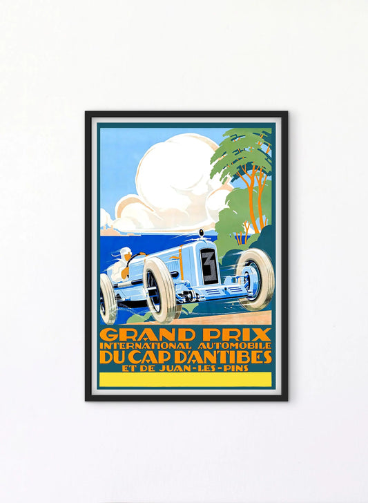 Cap d’Antibes Grand Prix Poster Vintage Racing Print, French Riviera Race Car Wall Art Classic Motorsport Decor Juan les Pins affichevintagefrance