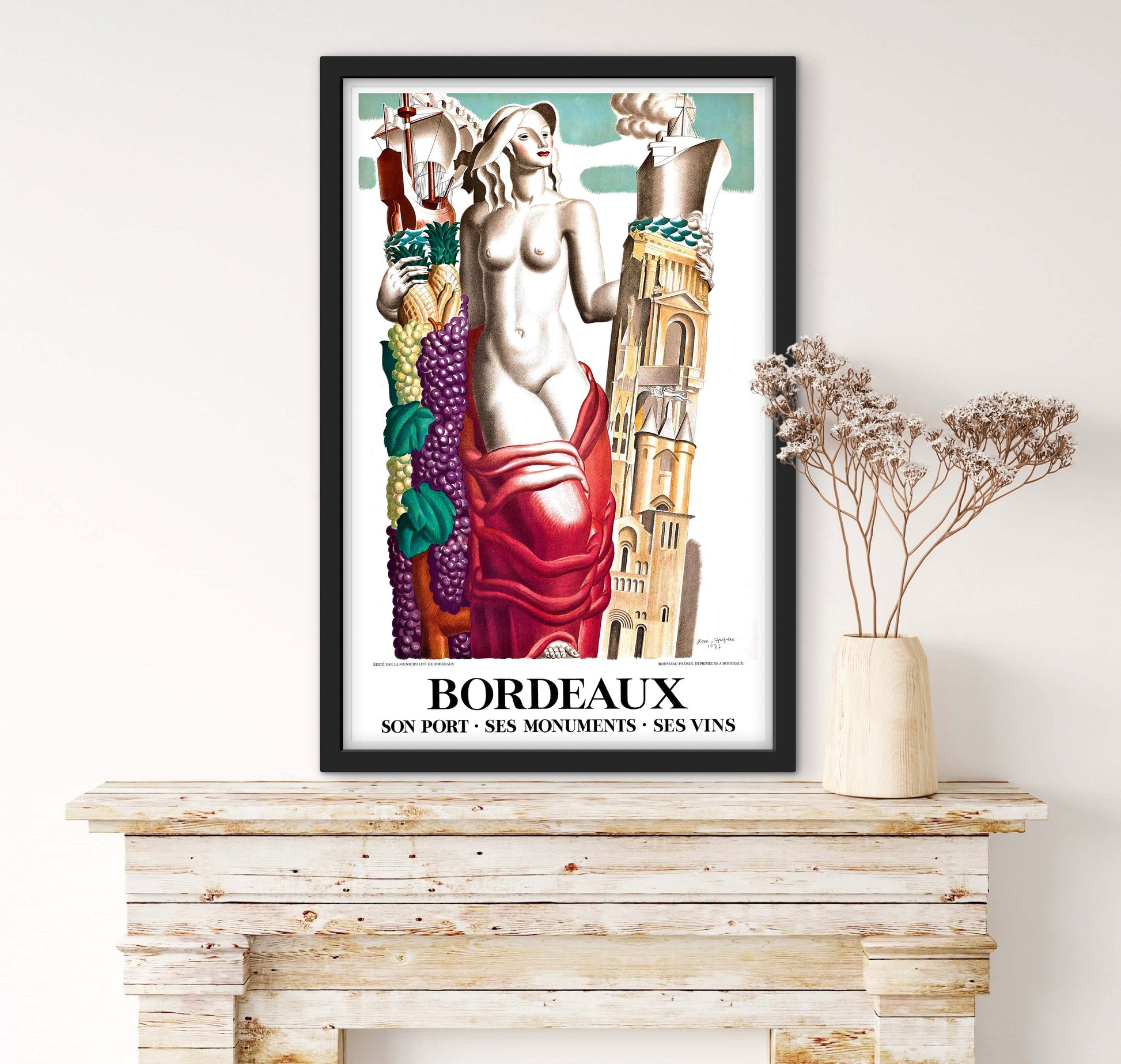 Affiche Bordeaux « son port ses monuments ses vins » affichevintagefrance