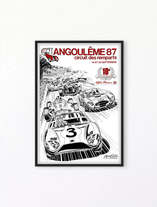 Affiche Angoulême 87 Circuit des Remparts Course Automobile Vintage Poster Racing Rétro affichevintagefrance