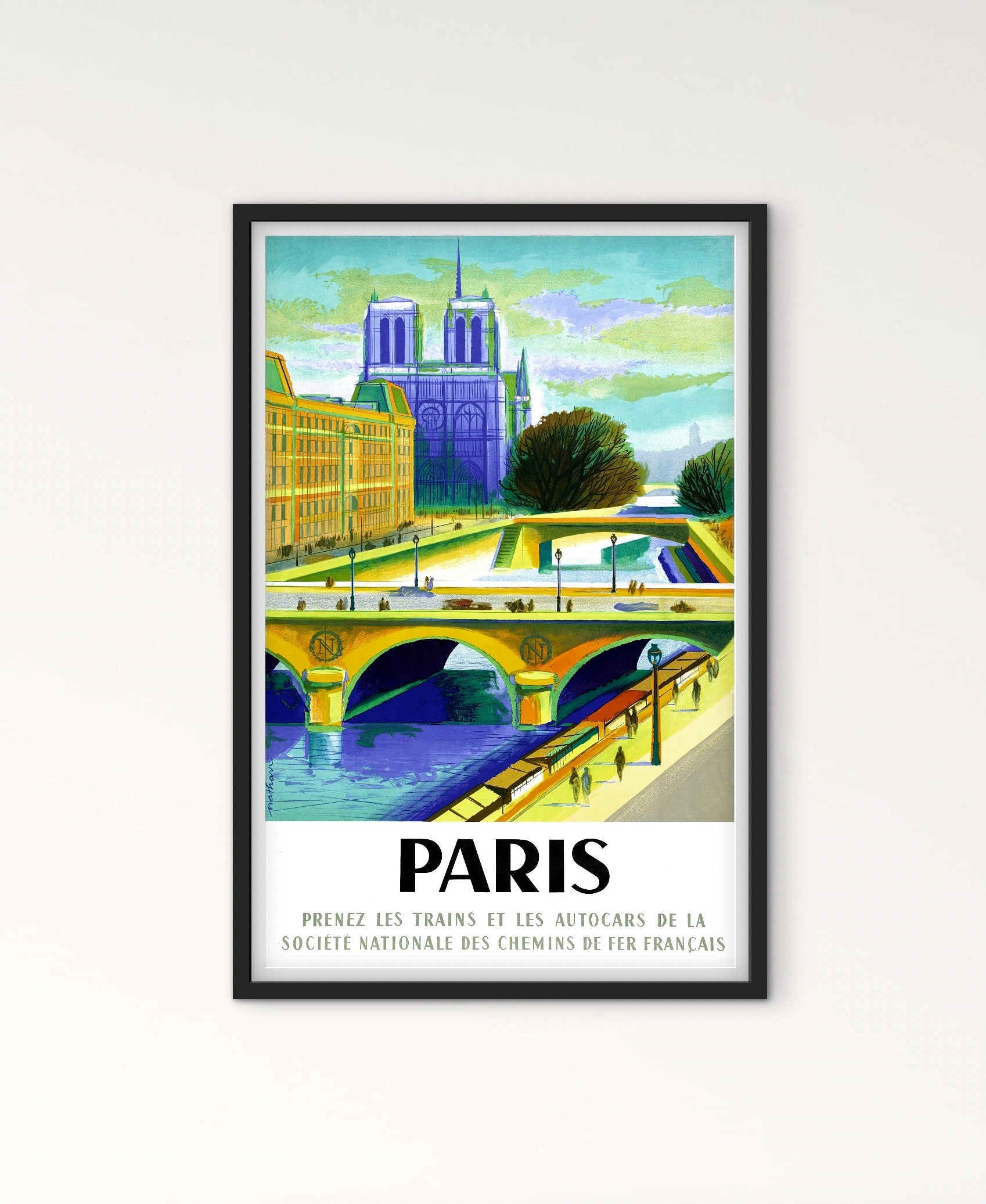 Affiche Paris Notre dame sncf affiche chemins de fer français affichevintagefrance