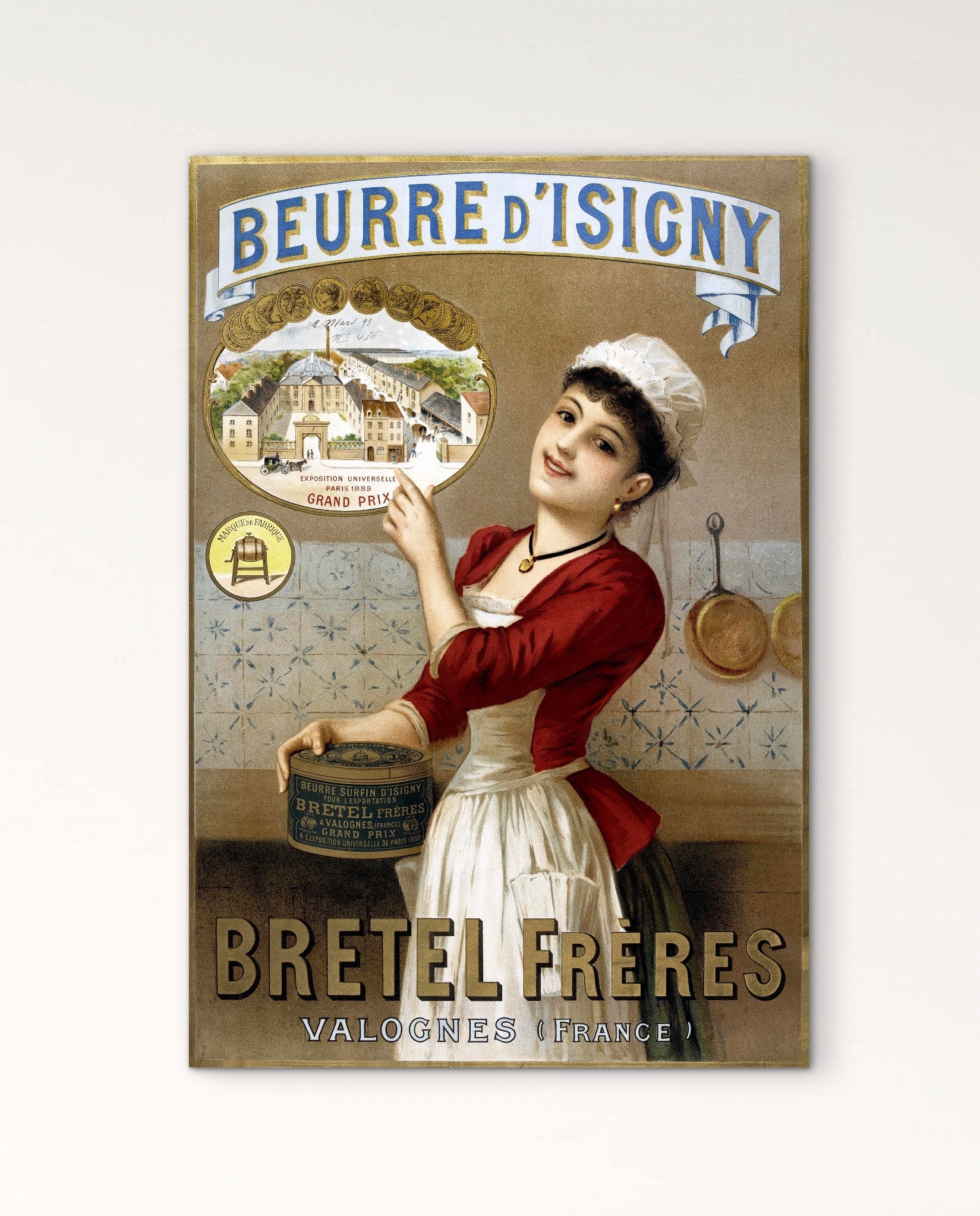 Affiche beurre d’Isigny Bretel Frère ( halogènes France ) vintage poster affichevintagefrance