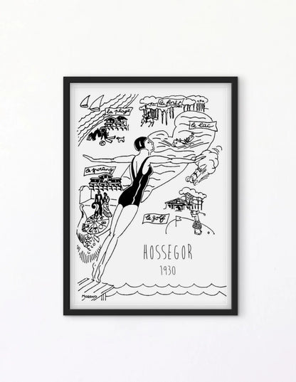 Affiche Hossegor 1930 vintage affichevintagefrance