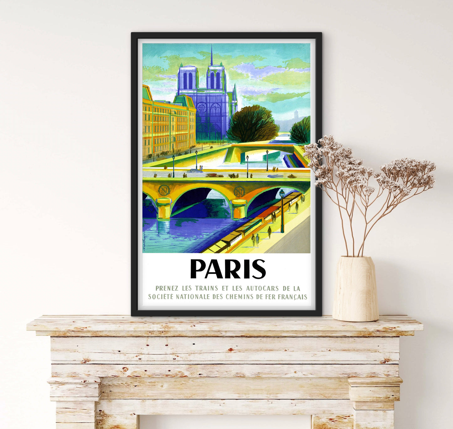 Affiche Paris Notre dame sncf affiche chemins de fer français affichevintagefrance