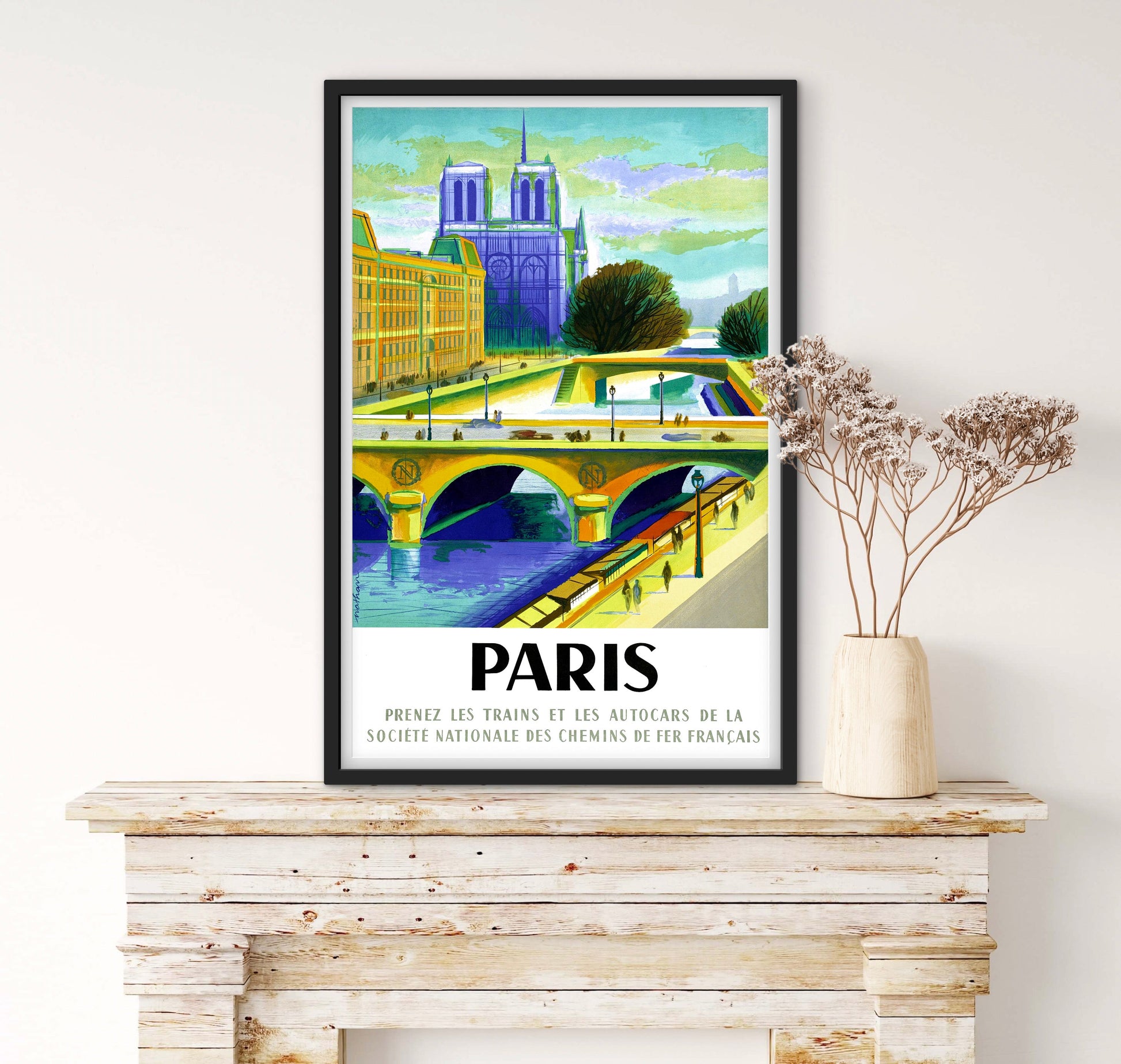 Affiche Paris Notre dame sncf affiche chemins de fer français affichevintagefrance