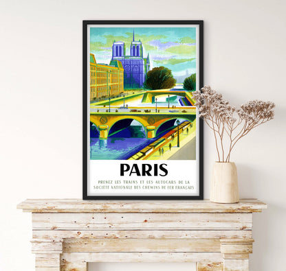 Affiche Paris Notre dame sncf affiche chemins de fer français affichevintagefrance