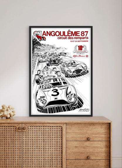 Affiche Angoulême 87 Circuit des Remparts Course Automobile Vintage Poster Racing Rétro affichevintagefrance