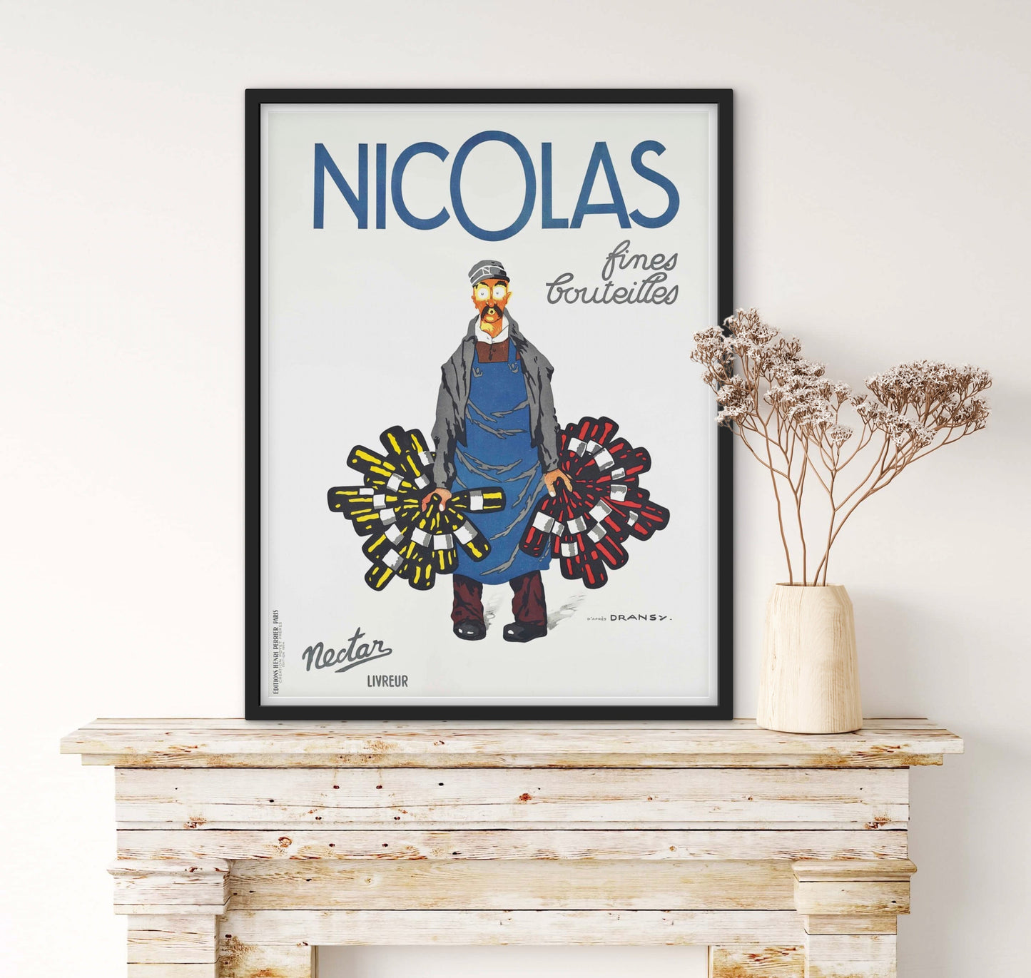 Affiche Vin Nicolas bouteille de vin affichevintagefrance