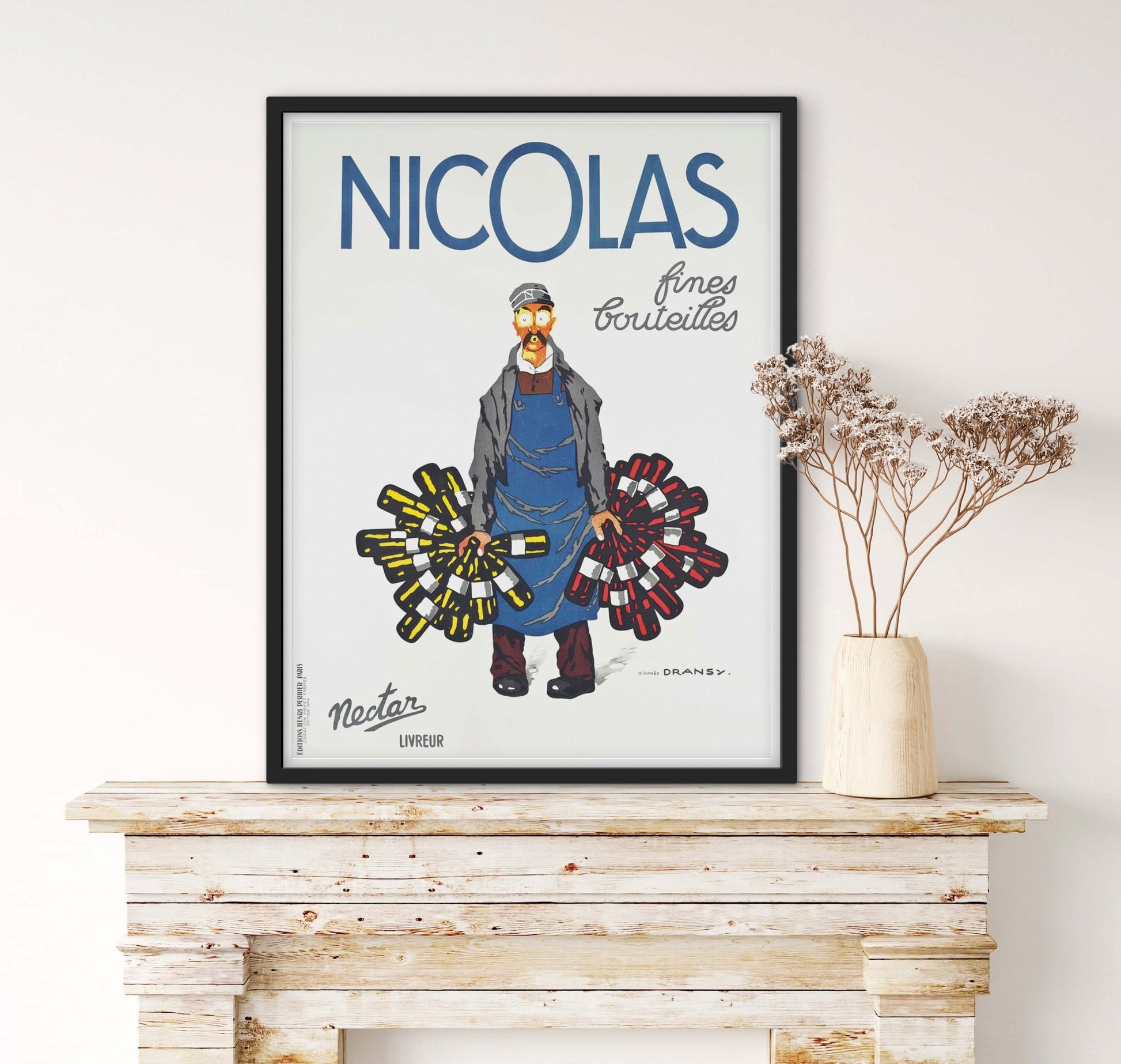Affiche Vin Nicolas bouteille de vin affichevintagefrance