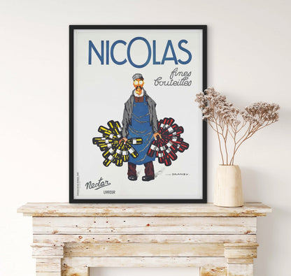 Affiche Vin Nicolas bouteille de vin affichevintagefrance