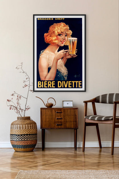 Affiche Bière D’Ivette brasserie greff vintage affichevintagefrance
