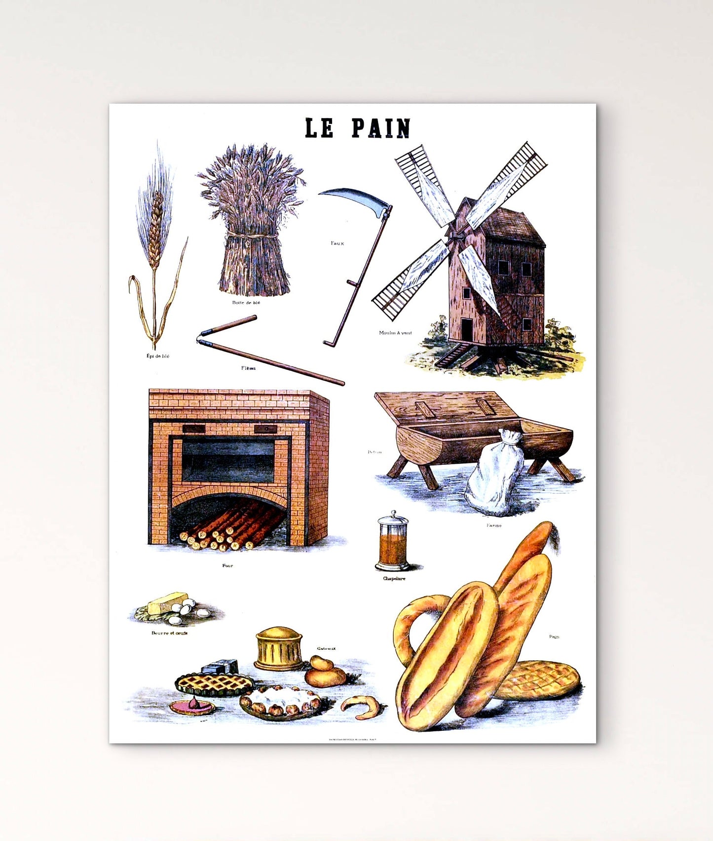 Affiche Le pain Français farine blé affichevintagefrance