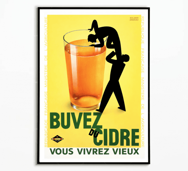 Affiche Cidre Buvez du cidre vous vivrez heureux affichevintagefrance