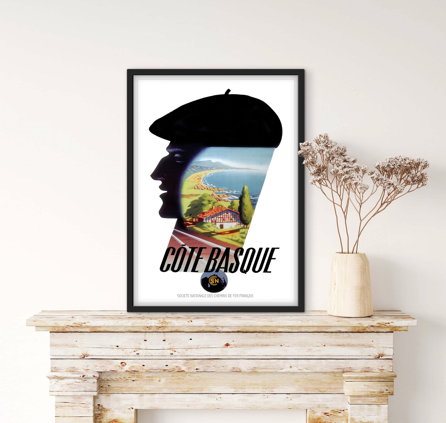 Affiche Côte Basque Océan SNCF affichevintagefrance