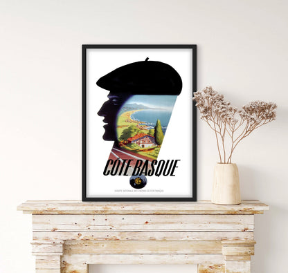 Affiche Côte Basque Océan SNCF affichevintagefrance