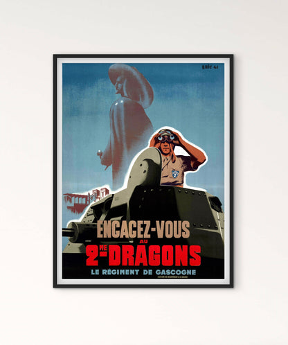 Affiche de recrutement de l'Armée de Vichy - 2e dragons, le régiment de Gasgogne
