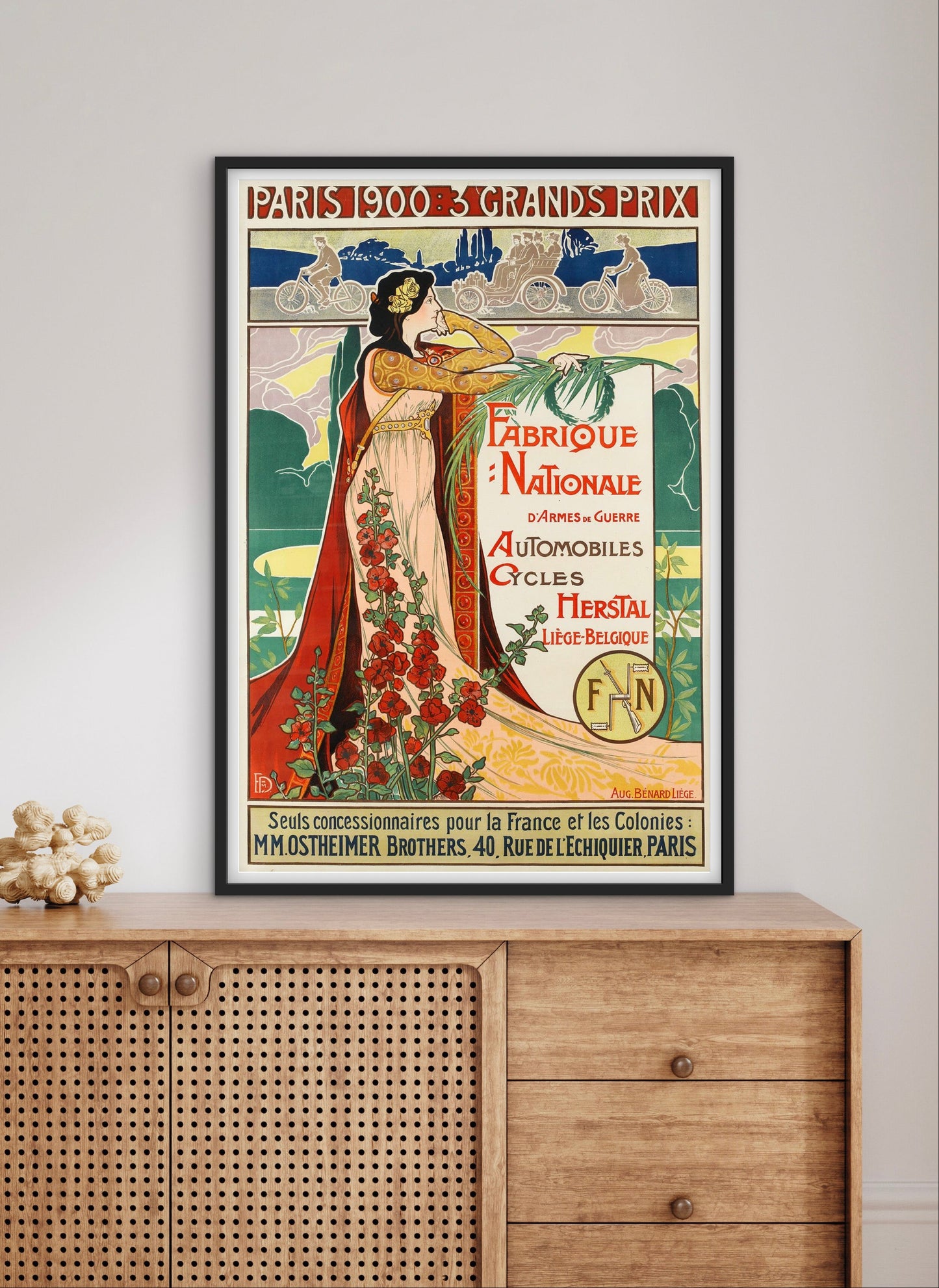 Affiche Vintage Paris 1900 Grand Prix Art Nouveau Fabrique Nationale affichevintagefrance