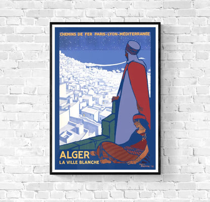 Affiche Alger Algérie ville blanche PLM affichevintagefrance