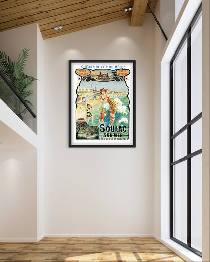 Affiche Soulac Sur Mer chemin de fer du Médoc plage affichevintagefrance