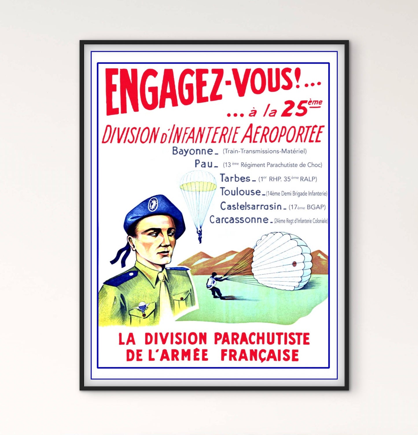 Affiche Armée militaire parachutiste 25 division d’infanterie