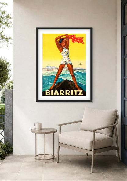 Affiche Vintage Biarritz Poster Côte Basque Rétro Art Déco affichevintagefrance