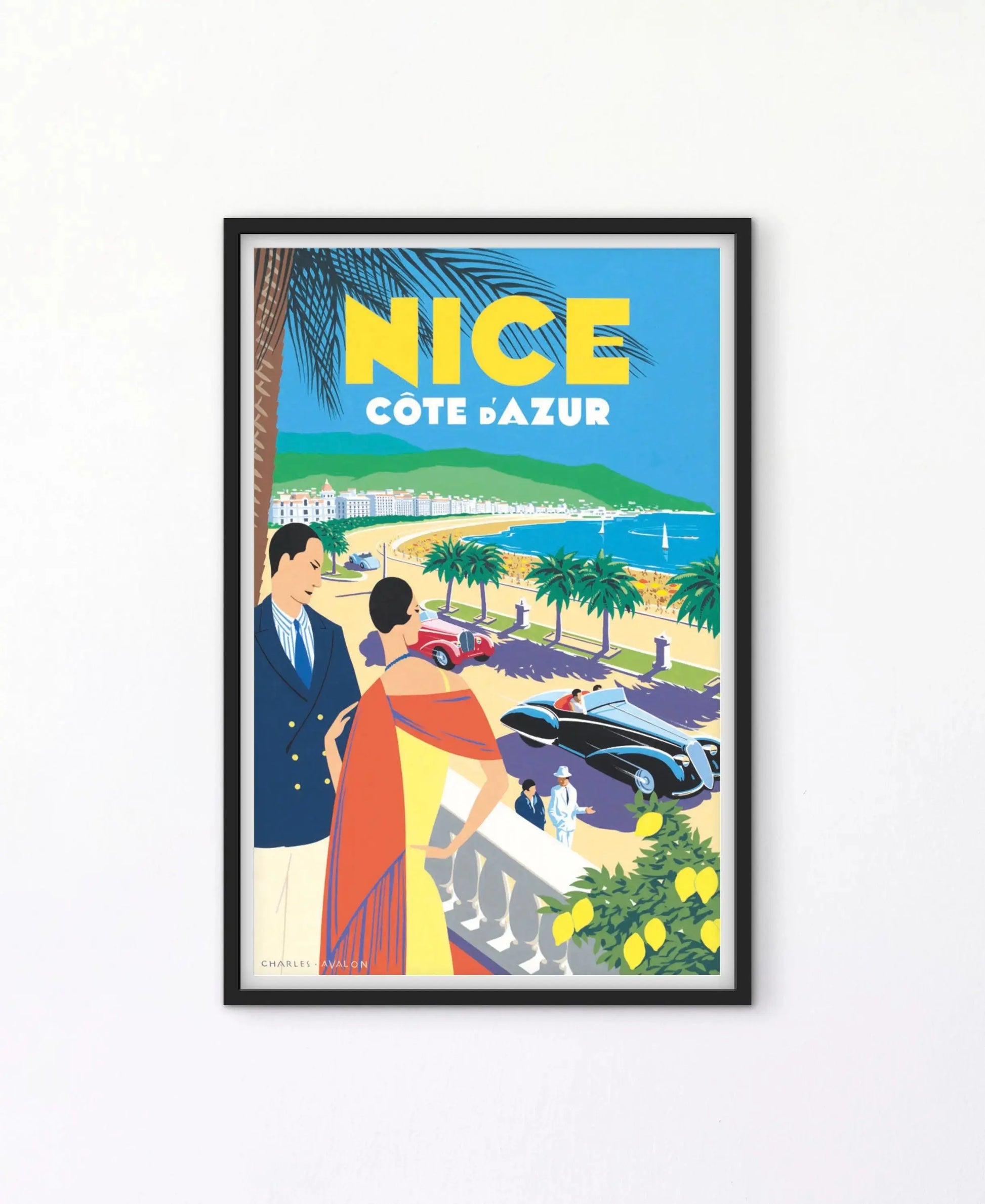 Affiche Vintage Nice Côte d’Azur Poster Voyage Rétro French Riviera Décoration Murale Méditerranée affichevintagefrance