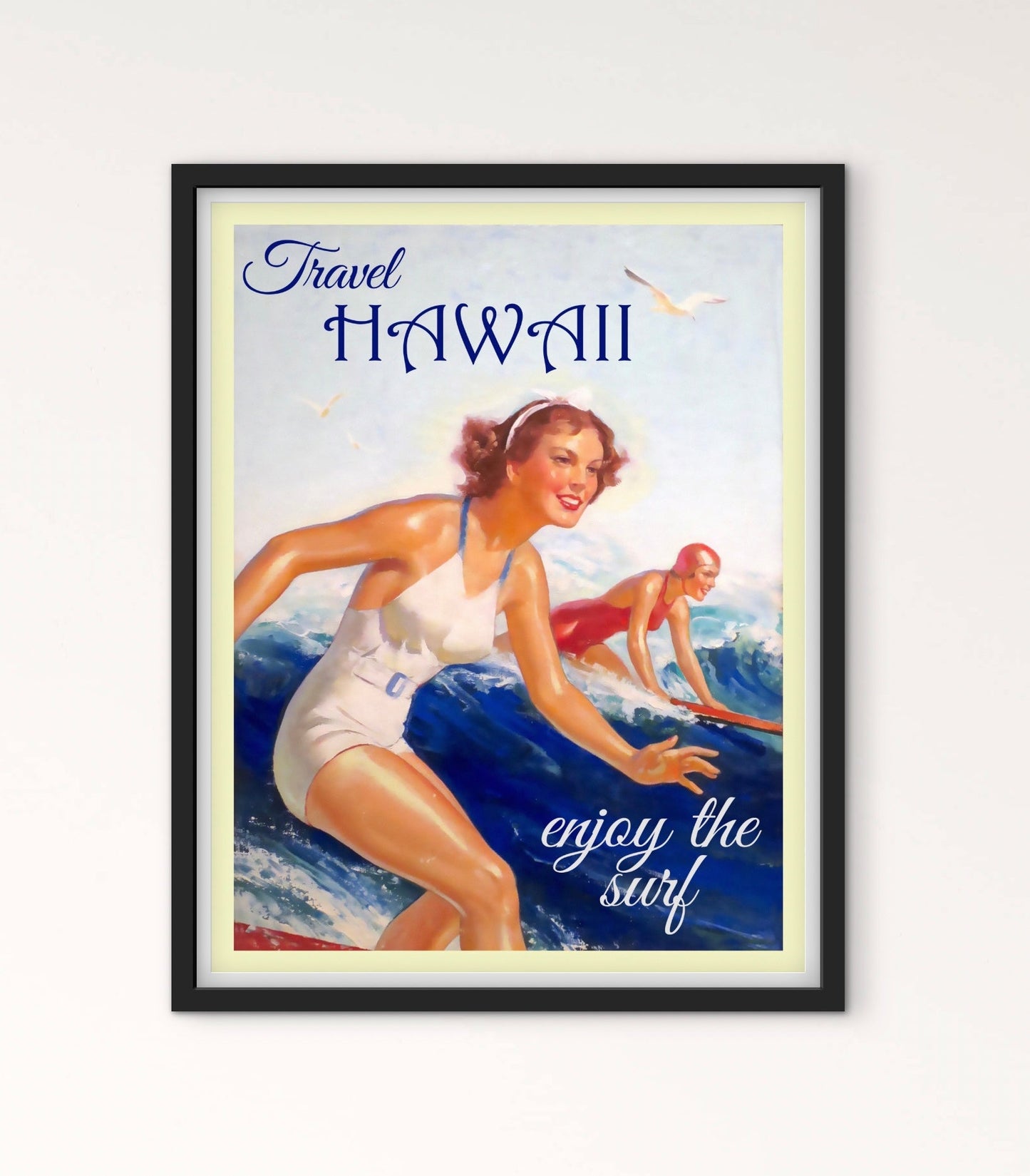 Affiche Hawaï surf vintage affichevintagefrance