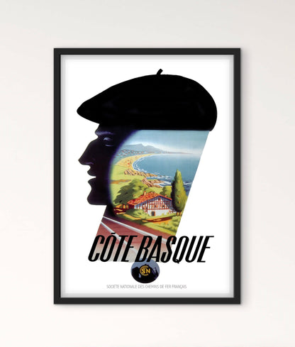 Affiche Côte Basque Océan SNCF affichevintagefrance