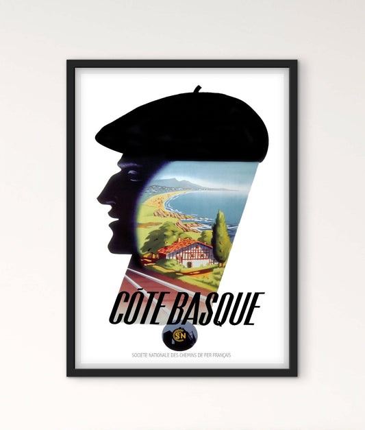 Affiche Côte Basque Océan SNCF affichevintagefrance