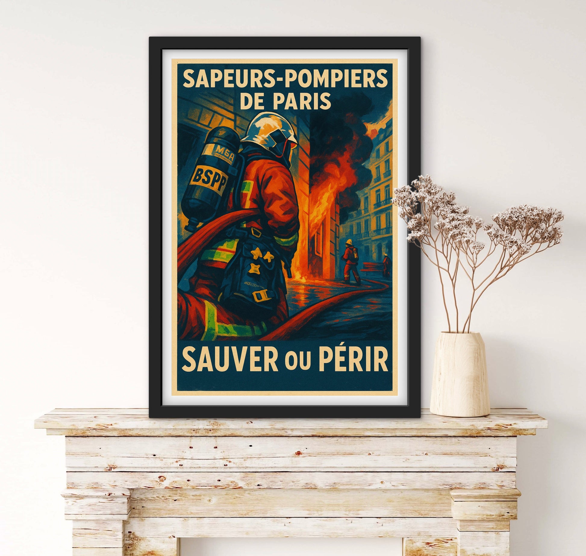 Affiche sauver ou périr brigade sapeurs pompiers de Paris affichevintagefrance