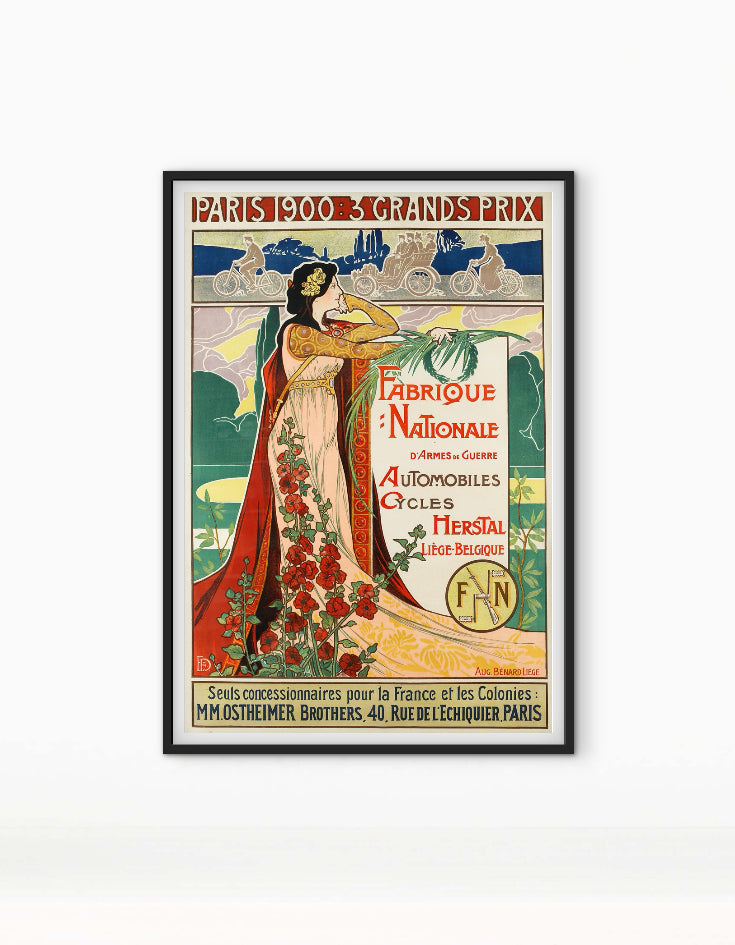 Affiche Vintage Paris 1900 Grand Prix Art Nouveau Fabrique Nationale affichevintagefrance