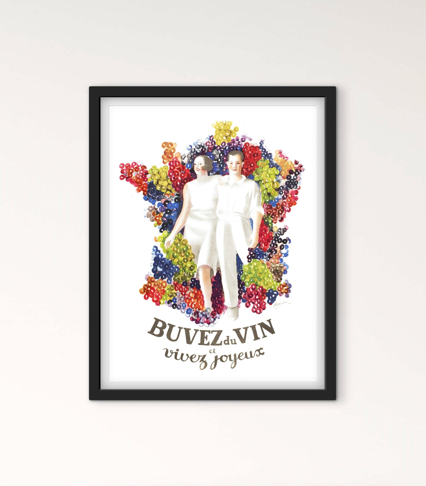 Affiche Buvez du Vin vivez joyeux