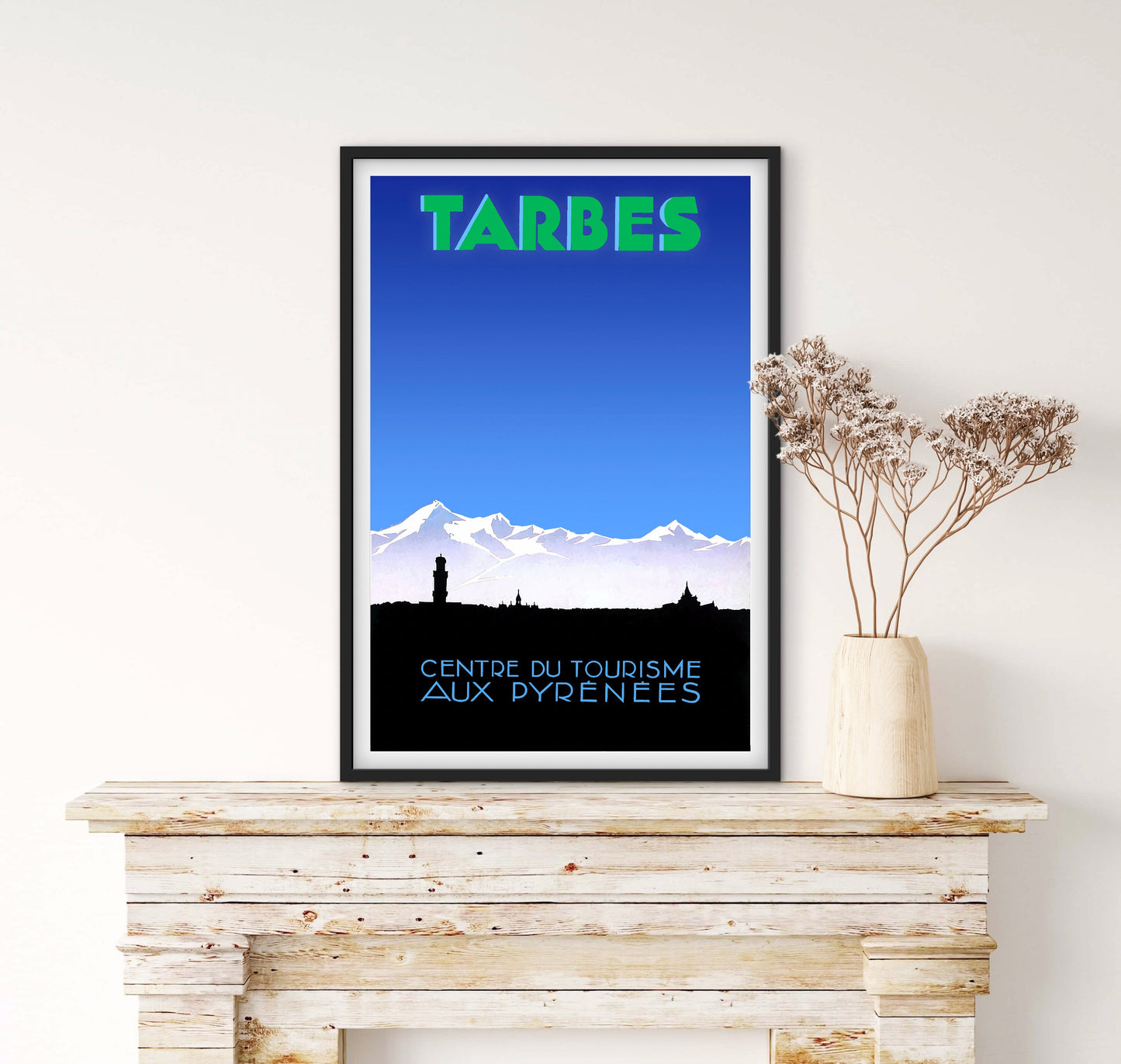 Affiche Tarbes centre du tourisme aux Pyrénées montagne affichevintagefrance