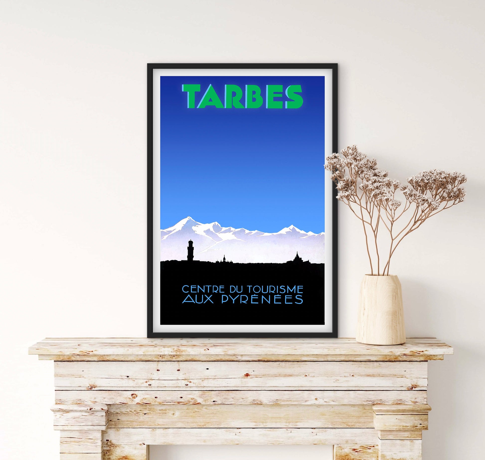 Affiche Tarbes centre du tourisme aux Pyrénées montagne affichevintagefrance