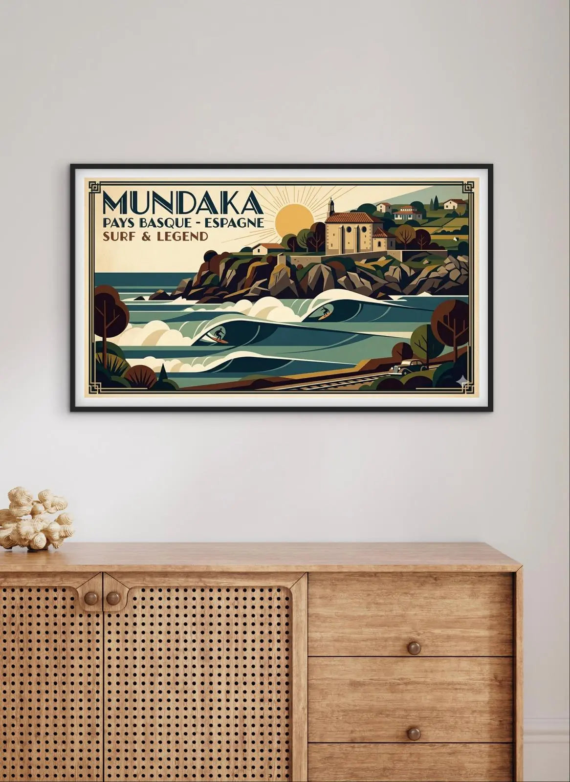 Affiche surf Mundaka Pays Basque Espagne euskadi spot affichevintagefrance