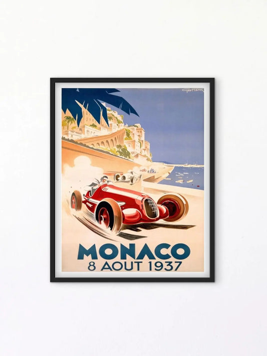 Affiche Monaco 1937 Grand Prix GP automobile formule 1 vintage affichevintagefrance